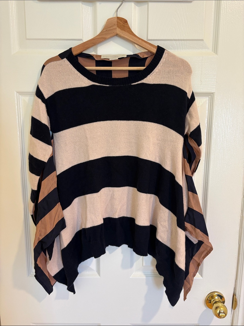 Stella McCartney Navy Blue & Pink Striped Crewneck Sweater